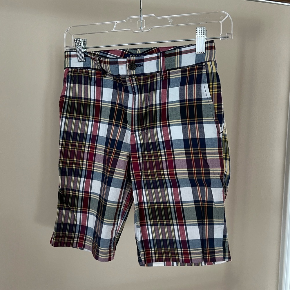 Polo by Ralph Lauren Plaid Cotton Shorts - Navy, White, Red, Yellow